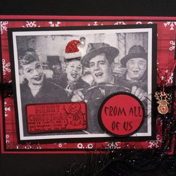 Lucille Ball Card Pop Up Christmas Desi Arnaz Love Lucy Ethel Fred 3D Funny Mixed Media Art Handmade