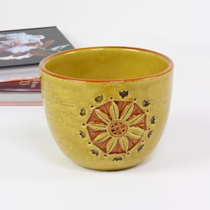 Bitossi Planter, Rosenthal Netter Gold Sevilla Sunflower Decor 45/92, 5&quot; Italian Mid-Century Planter