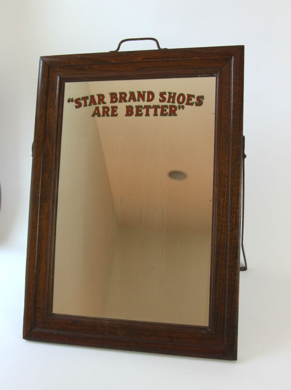 Vintage Star Brand Shoe Floor Mirror Display Advertising Fitting