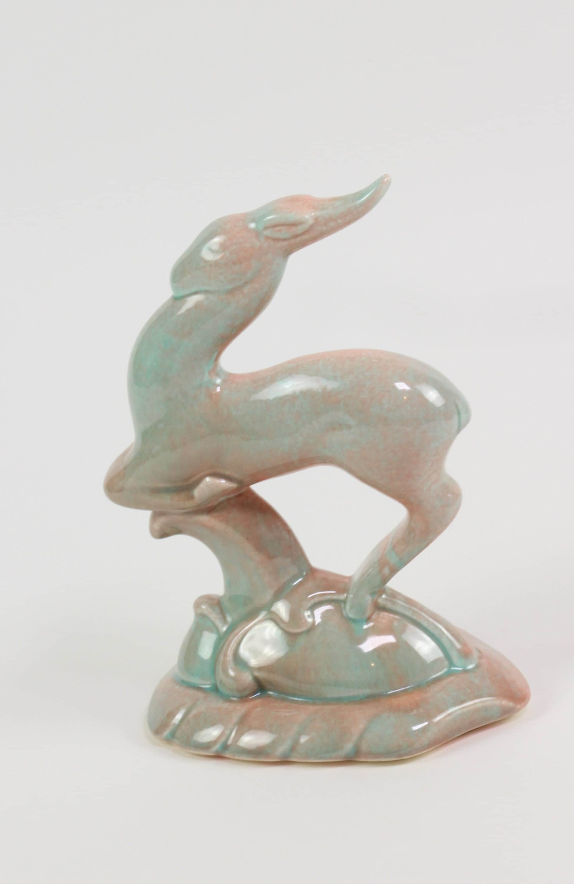 Vintage MCM springende Gazelle Figur, California Art Pottery Hirsch