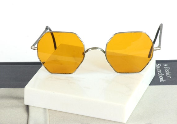 Vintage Willson Amber Glass Octagon Sunglasses, 19