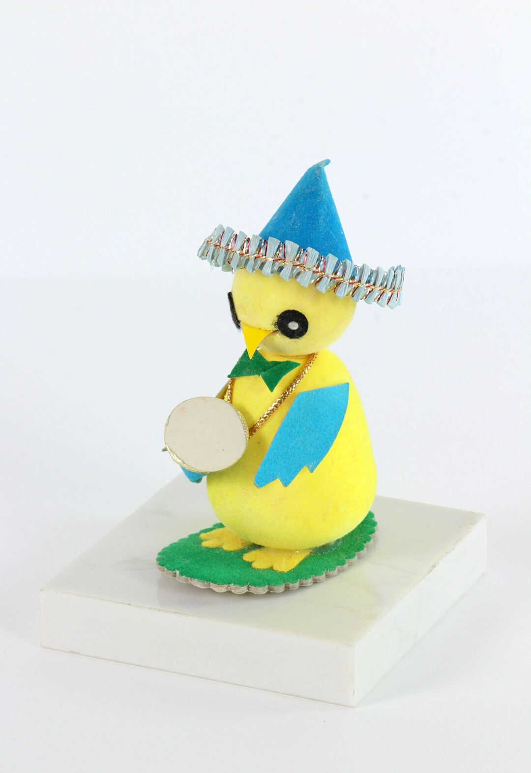 Vintage Paper Mache Easter Chick With Sombrero Hat, Vintage Easter