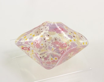 Ciotola in vetro di Murano Millefiori Rose con decorazioni dorate, vetro italiano