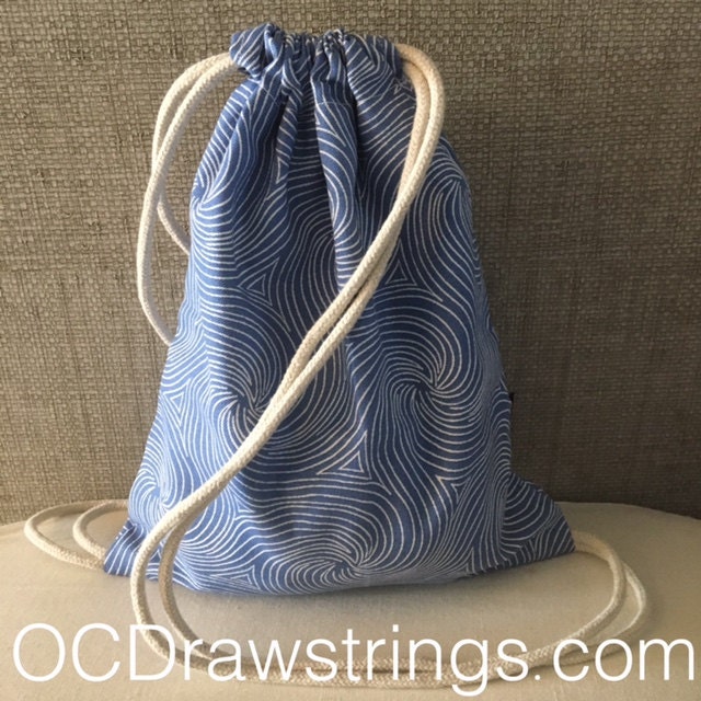 Drawstring Backpack - Blue Swirls Backpack Purse - Small Cinch Sack ...