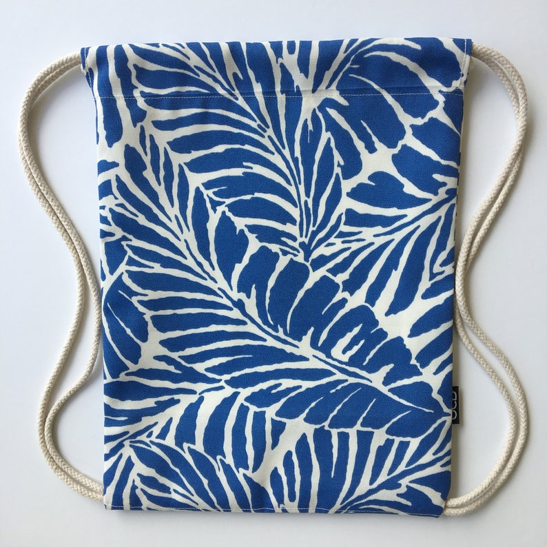 Small Cinch Sack Tropical Beach Bag Lakefront Palms Backpack Blue Palm Leaves Drawstring Backpack Hawaiian Mini Drawstring Purse
