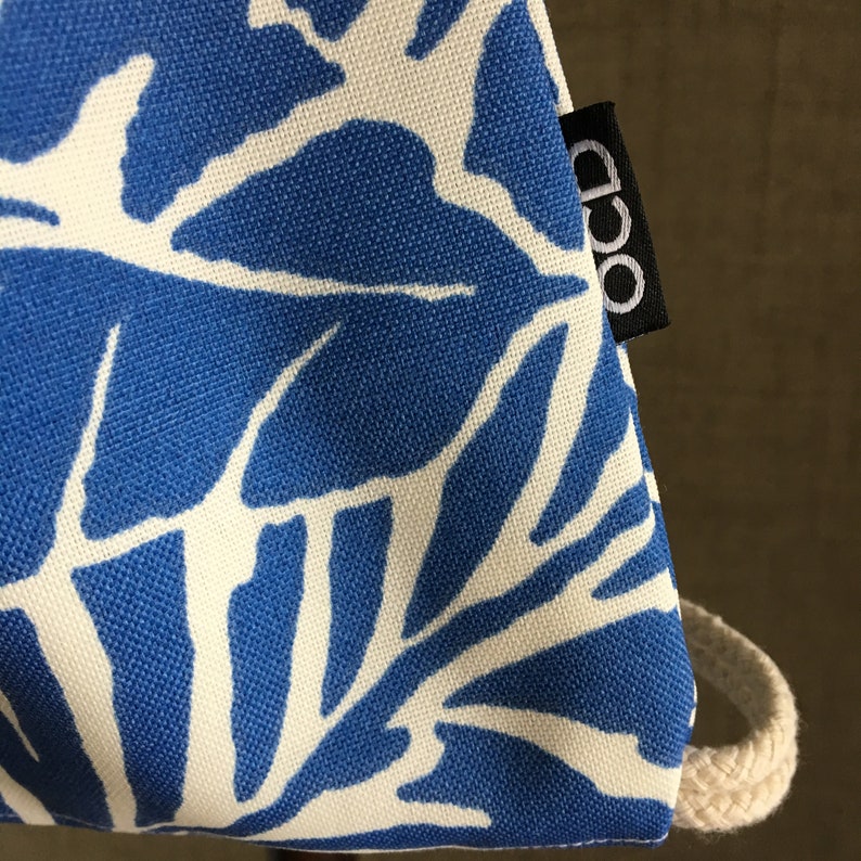 Small Cinch Sack Tropical Beach Bag Lakefront Palms Backpack Blue Palm Leaves Drawstring Backpack Hawaiian Mini Drawstring Purse