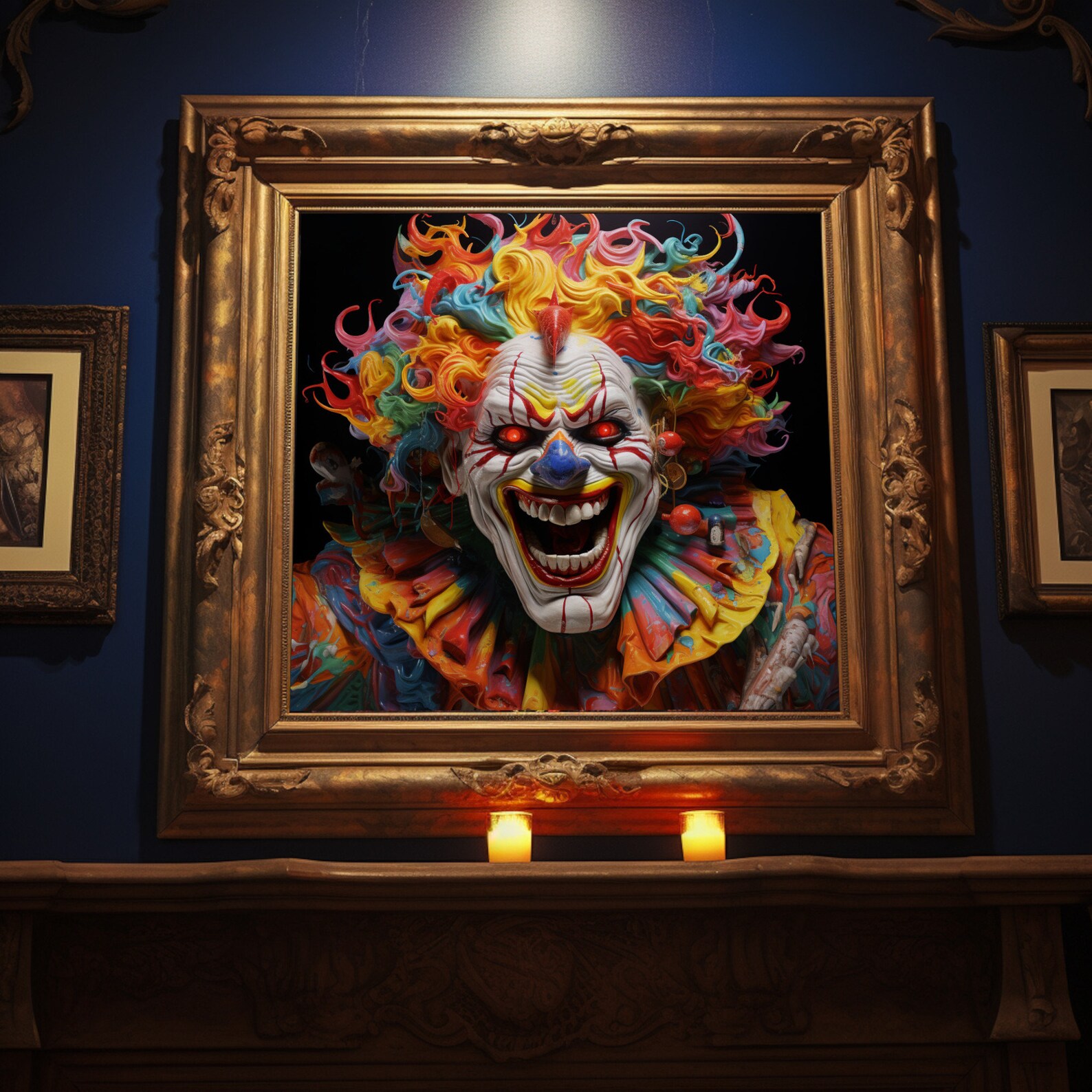 Scary Clown Haunted House Halloween Art Decoration Oddities and
