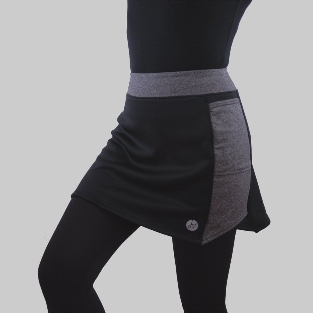 Black/gray Softshell Fleece Skirt, Warm Running Skirt, Ski Skirt