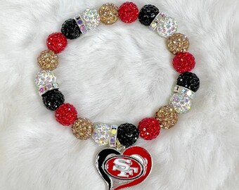 San Francisco 49ers Bracelet, San Francisco 49ers Football Bracelet, 49ers Bracelet, San Francisco 49ers Jewelry, San Francisco 49ers Gift