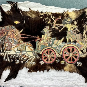 Unframed Wayang Kulit on Full Body Goat Skin Vintage Item