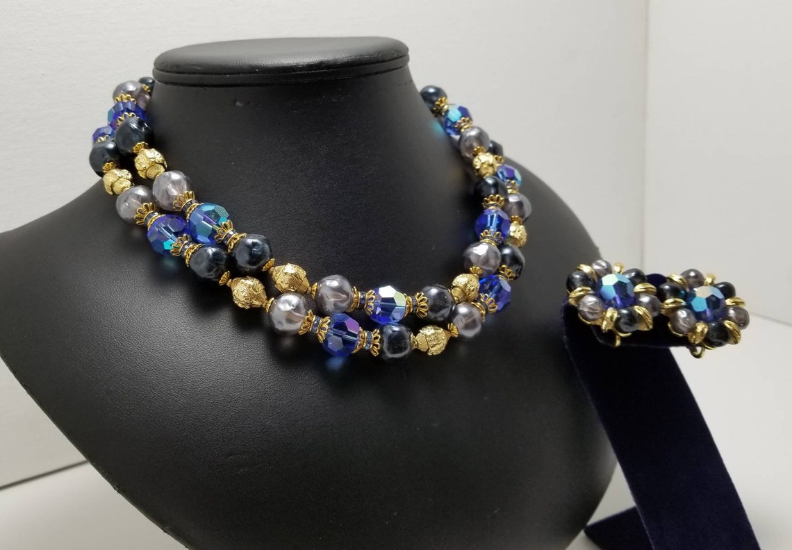 TRIFARI Blue Crystal Necklace And Earrings Set | Etsy