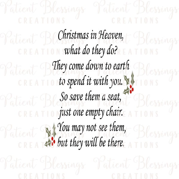 LANTERN - Christmas in Heaven, What do they do? They come down to earth to spend it with you. So save them a seat, just one empty chair SVG