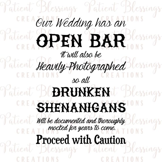 Download Our Wedding Will Have An Open Bar Svg Files For Silhouette Cut Etsy