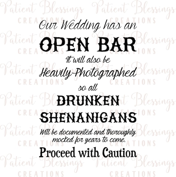 Download Our Wedding Will Have An Open Bar Svg Files For Silhouette Cut Etsy
