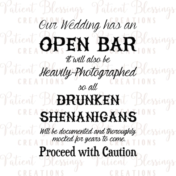 Download Our Wedding Will Have An Open Bar Svg Files For Silhouette Cut Etsy