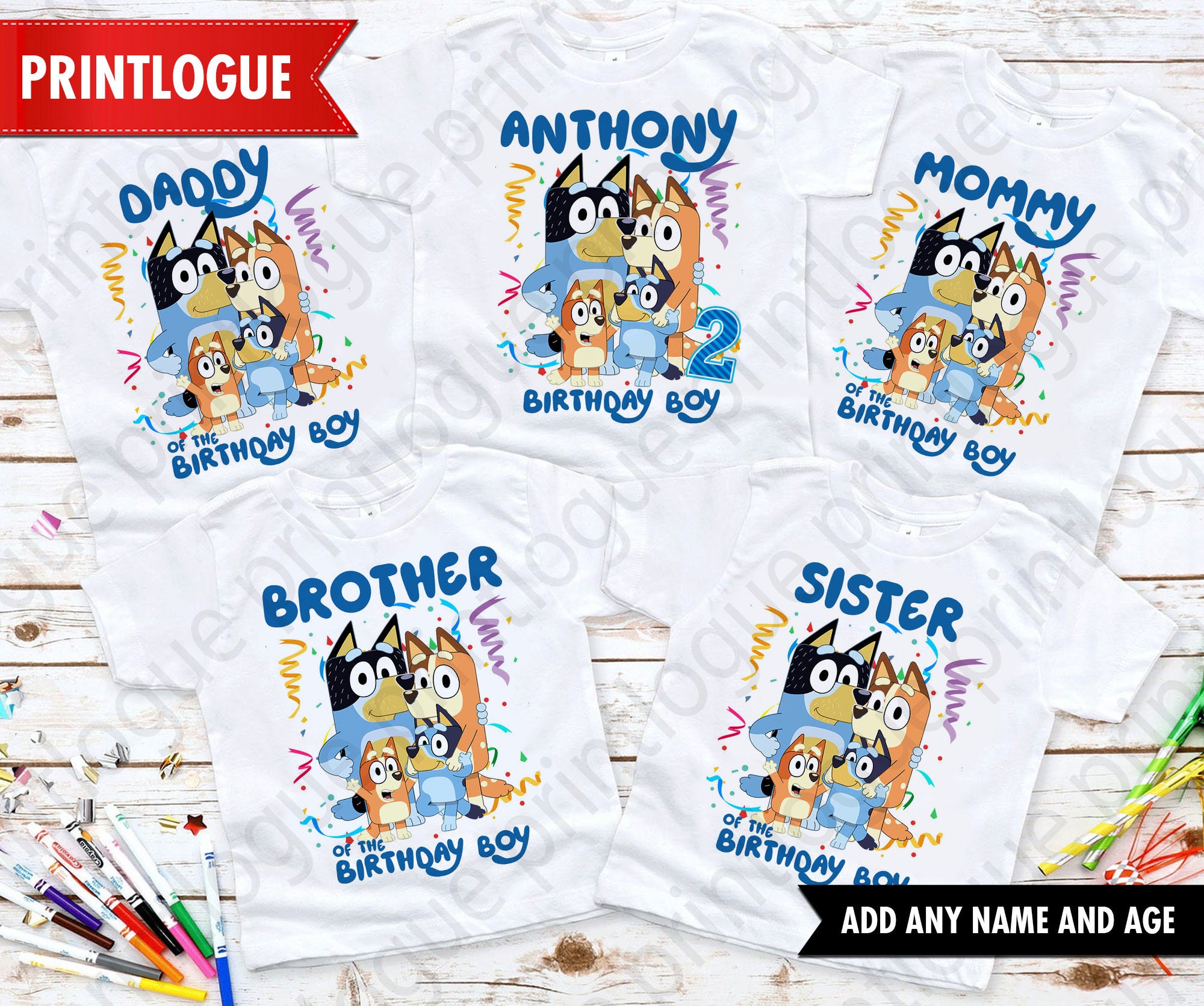 Full Family Bluey Birthday Matching Set