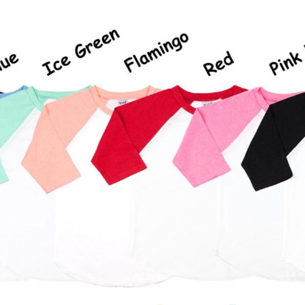 Wholesale Blank Raglan Baseball Shirt, Infant Toddlers Jersey Contrast Raglan 3/4 Sleeve Baseball Tee