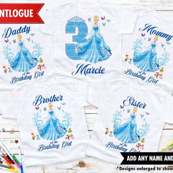 Cinderella birthday shirt, Cinderella birthday outfit, Cinderella Birthday Family Shirt, Princess Cinderella Party Shirt,Princess Cinderella