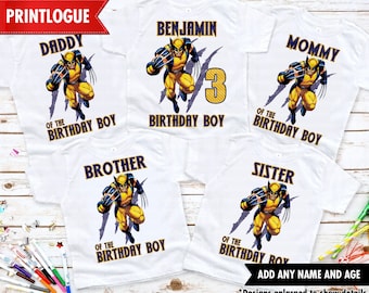 Wolverine Birthday Shirt, Superhero Family Shirt, Wolverine Family Matching Birthday Shirt, Wolverine Boy Birthday Tshirt, Wolverine Party