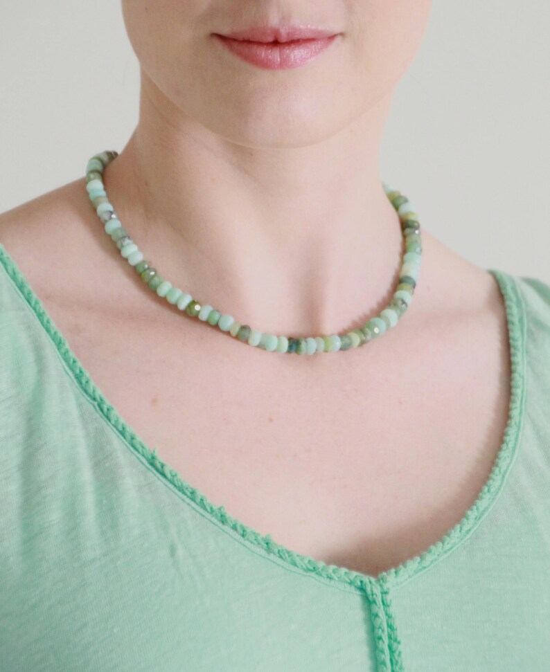 Exotic Opal Necklace Beaded Choker Rare Blue Opals Peruvian Opals Opal Choker Blue Green