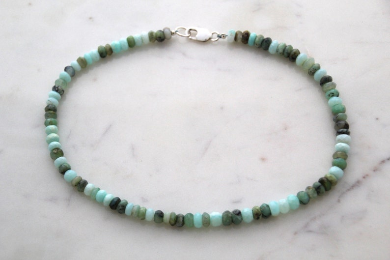 Exotic Opal Necklace Beaded Choker Rare Blue Opals Peruvian Opals Opal Choker Blue Green