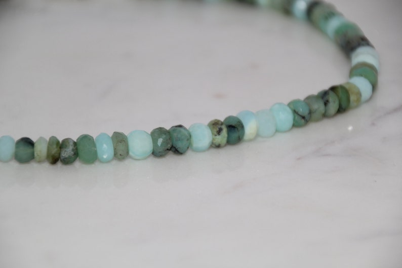 Exotic Opal Necklace Beaded Choker Rare Blue Opals Peruvian Opals Opal Choker Blue Green