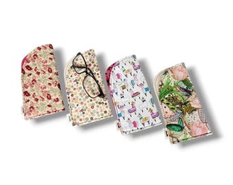 Handmade Padded Cotton Glasses Case: Floral Protective Sleeve