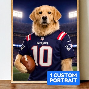 Anpassat sporthundsporträtt: NFL, NBA, NHL-present (digital nedladdning 13 x 18 cm)