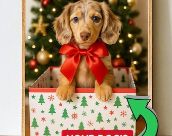 Ritratto di cane di Natale personalizzato / Download digitale 5 x 7 pollici / Regali personalizzati per animali domestici per le feste