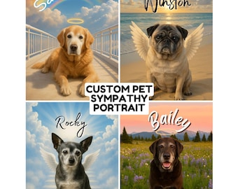 Regalo di condoglianze personalizzato per cane / Ritratto commemorativo dell'animale domestico (download digitale 5 x 7 pollici)