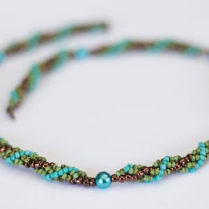 Beading tutorials and patterns, beaded spiral necklace pattern, beading pattern instruction, beaded necklace tutorial, PDF,seed bead pattern