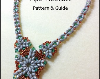 Beading pattern instructions, beading tutorials and patterns, beaded pendant, necklace patterns, superduo bead patterns, DIY jewelry, PDF