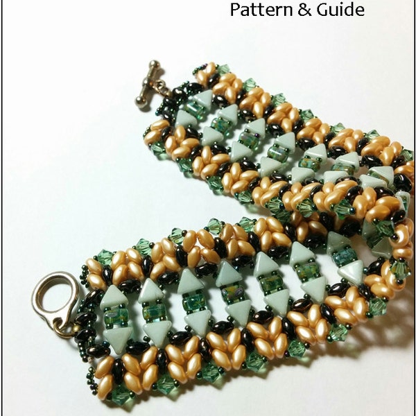 Tutorial, Beading pattern, beading tutorial, beaded bracelet pattern, superduo bead patterns, DIY jewelry, PDF, kheop, seed beads