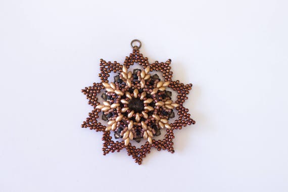 Beading pattern instructions, beading tutorials and patterns, beaded pendant pattern, beaded rivoli pendant, PDF, diy jewelry, superduo