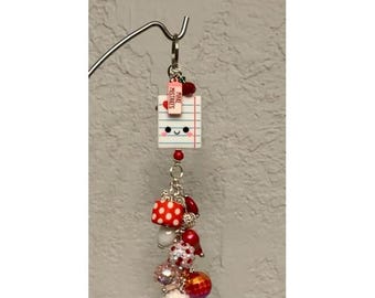 Llavero con cuentas de cuaderno adorable / Llavero escolar kawaii