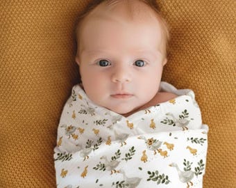 3er-PACKUNG Bio-Pucktücher: Musselin-Baumwoll-Baby-Pucktuch-Set (1 gemustert + 2 einfarbig)