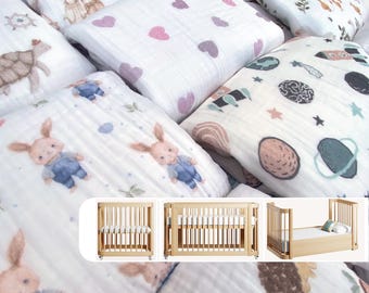 Muslin Sheets for Nestig Cribs - Organic Cotton Fitted for Wave, Cloud, Full Crib