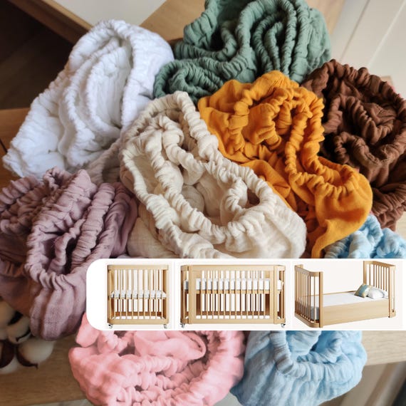 Muslin Sheets for Nestig Cribs - Organic Cotton Fitted for Wave Cloud Full Crib