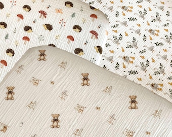 Drap-housse en mousseline de coton bio : bébé, berceau, berceau - dimensions personnalisées