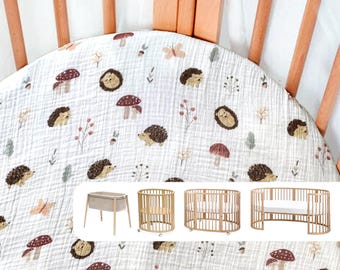 Sábanas de muselina para cunas Stokke Sleepi - Algodón orgánico ajustable - Mini V2 V3 Junior - Ovaladas
