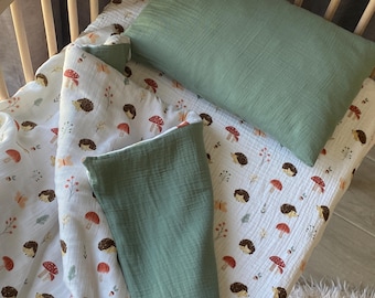 Organic Muslin Bedding Set for Baby & Toddler – Soft Breathable Sheet, Duvet Cover and Pillowcase for Baby Toddler Child Kids