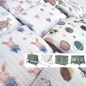 Muslin Sheets for Maxi Cosi Iora, Iora Air, Tori, Iris, Swift Newborn Toddler - Organic Muslin Cotton Fitted Sheets - Custom Size Sheets