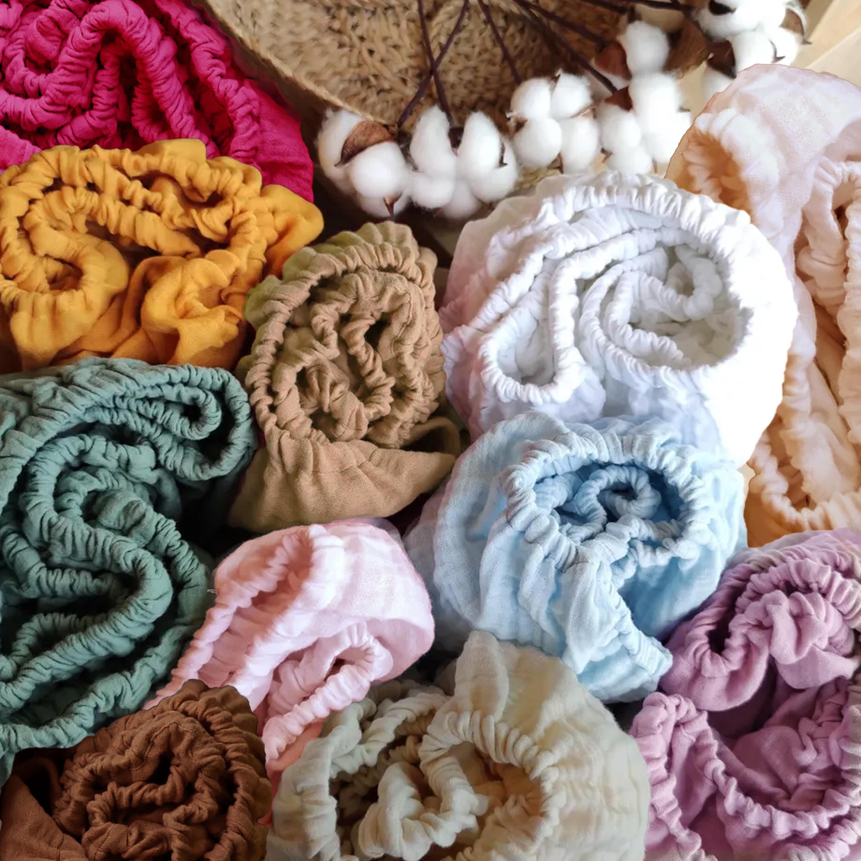 Organic Muslin Cotton Fitted Crib Sheet Custom Size, Handmade