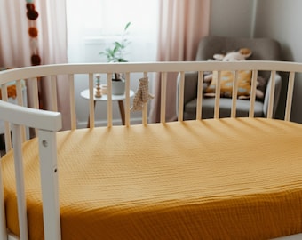 Sábanas de muselina para cunas Stokke Sleepi - Sábanas ajustables de muselina de algodón orgánico - Sábanas de tamaño personalizado - Sábanas para cunas pequeñas - Sábanas para cunas de tamaño completo
