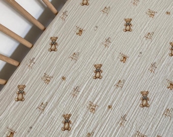 Muslin Sheets for Stokke Sleepi Cribs - Organic Cotton Fitted - Mini V2 V3 Junior - Oval
