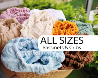 Sábana bajera de muselina orgánica: ropa de cama hecha a mano para bebés y niños pequeños, tamaño personalizado.