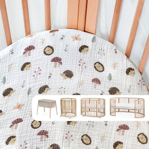 Muslin Cotton Fitted Sheets for Stokke Snoozi Bassinet, Stokke Sleepi Mini V2 V3 Fitted Sheets, Stokke Sleepi Junior Fitted Sheets