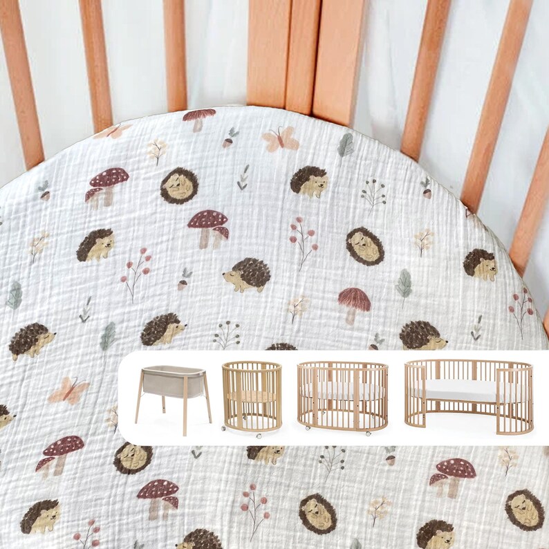 Muslin Cotton Fitted Sheets for Stokke Snoozi Bassinet, Stokke Sleepi Mini V2 V3 Fitted Sheets, Stokke Sleepi Junior Fitted Sheets