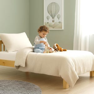 Organic Muslin Duvet Cover Set: Cream Gauze Cotton Custom Size Bedding for Baby, Toddler