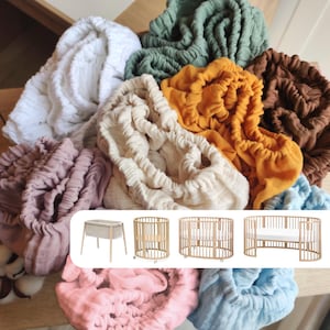 Muslin Sheets for Stokke V2 V3 Cribs - Organic Cotton Fitted for Sleepi